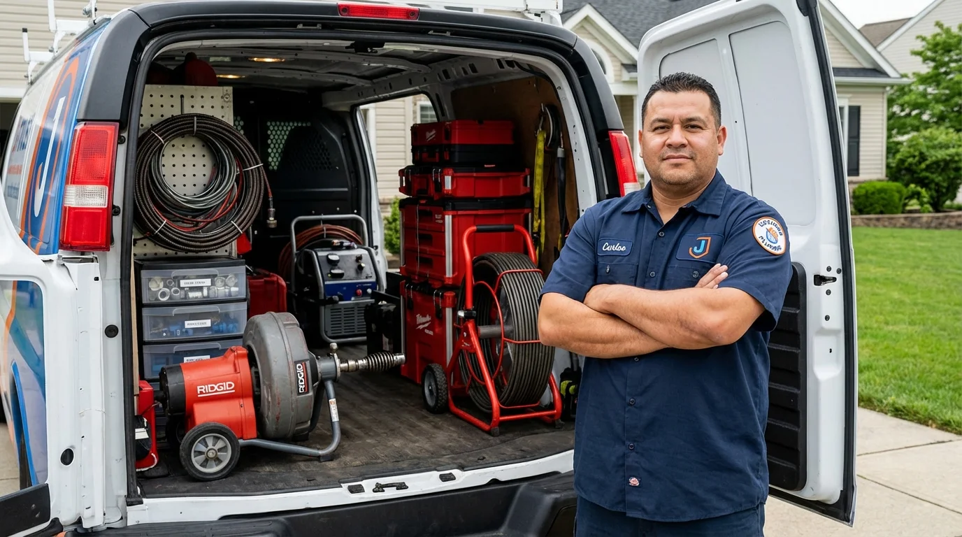 Professional drain cleaning equipment and Johns Plumbing LLC plumber in Herndon