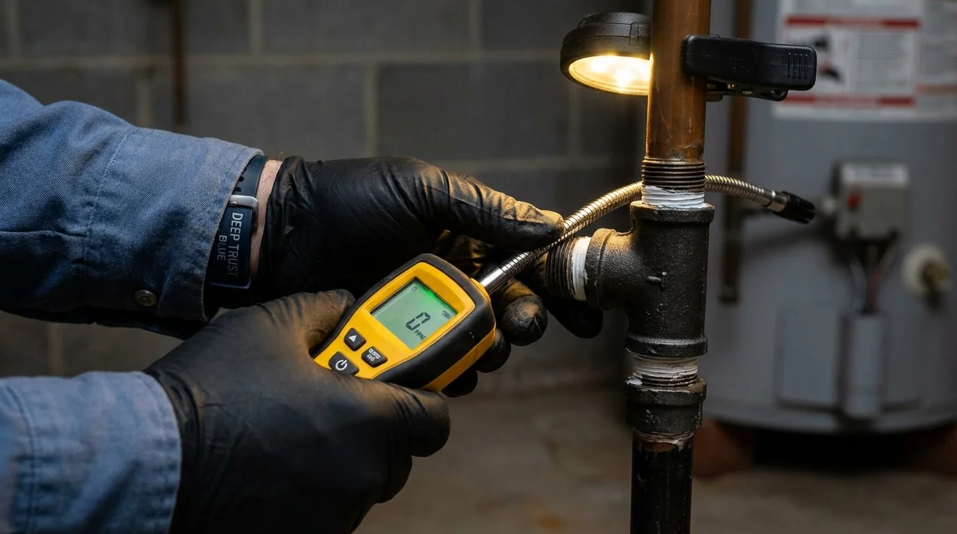 Gas leak detection with electronic sniffer by Johns Plumbing LLC in Herndon